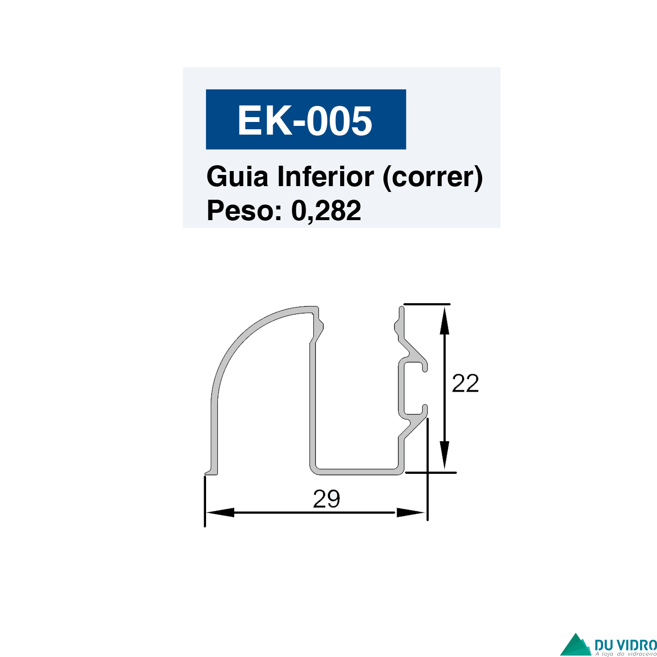 GUIA INFERIOR (CORRER) PARA BOX 8MM