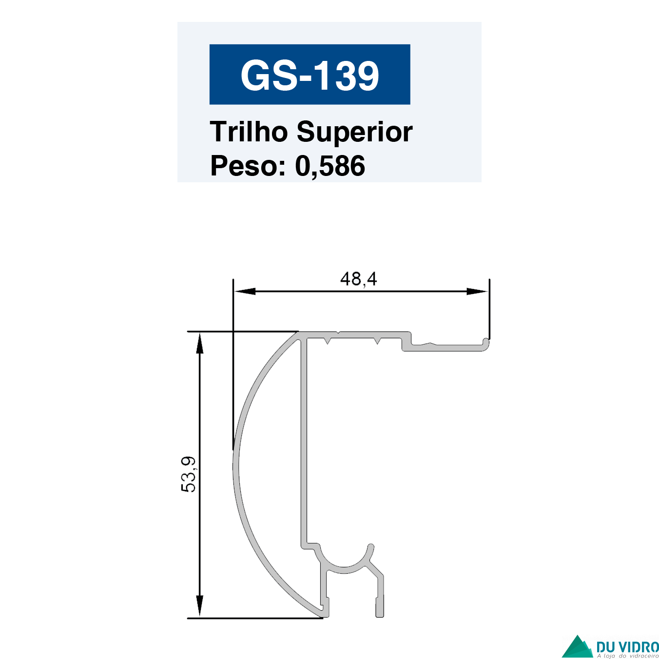 TRILHO SUPERIOR PARA BOX 8MM