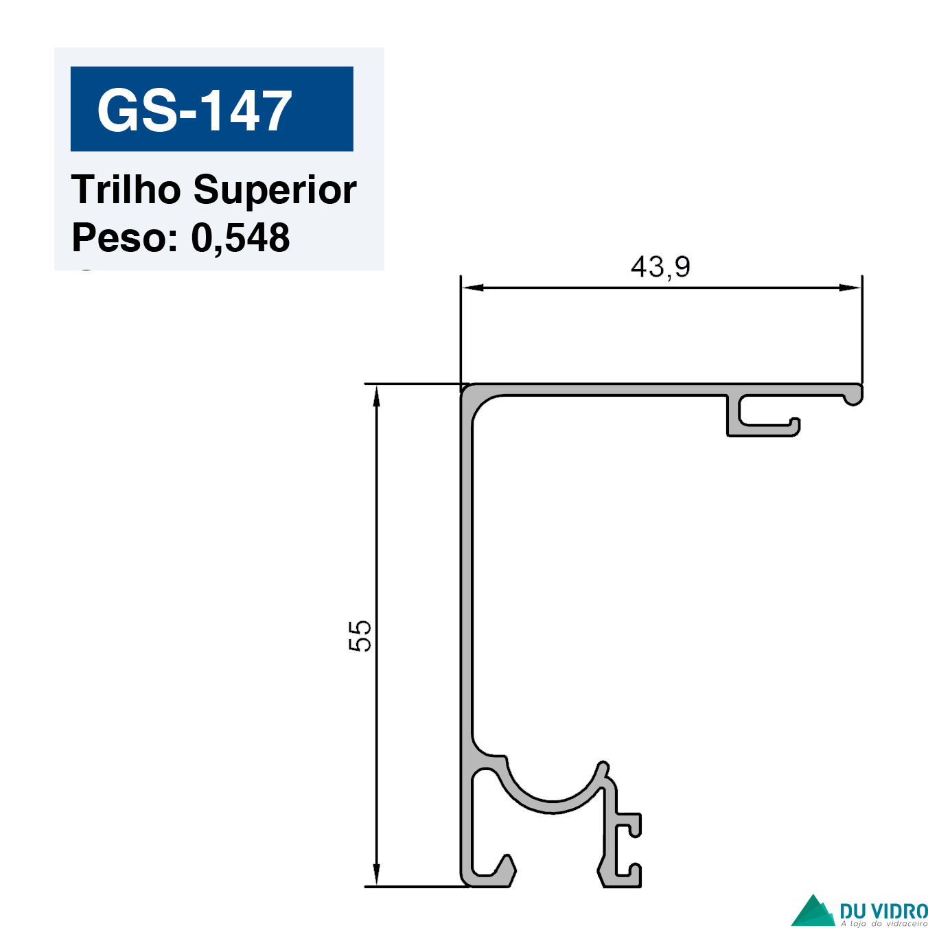 TRILHO SUPERIOR PARA ENGENHARIA 8MM