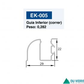 GUIA INFERIOR (CORRER) PARA BOX 8MM